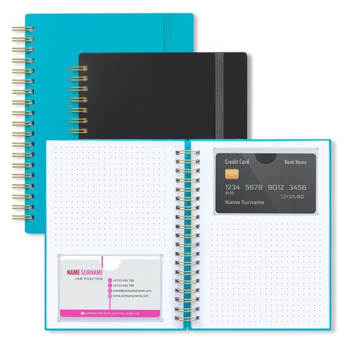 Onesky 2Pcs Business Card Organizer, Credit Card Organizer, Large Notes Area for You to Record any Information about the Card, Suitable for Business/Credit/Gift Cards, Capacity:128 Cards(GREEN+ BLACK)