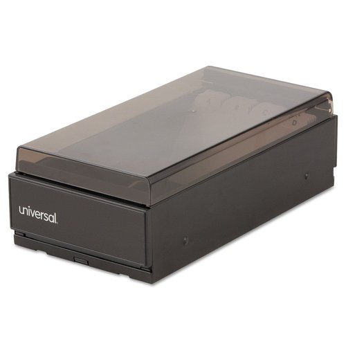 Universal Business Card File, Holds 600 2 X 3.5 Cards, 4.25 X 8.25 X 2.5, Metal/Plastic, Black