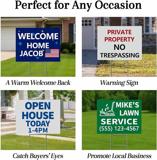 Custom Yard Sign with Stake - 18x24 Personalized Outdoor Sign for Events & Birthdays - Durable Weatherproof Plastic