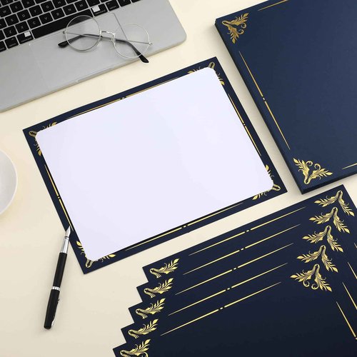 Fainne 250 Pcs Certificate Holder Foil Border Bulk 8.5 x 11 Inch Single Sided Award Diploma Cover for Letter Size Cardstock Document Paper Graduation School Marriage Supplies