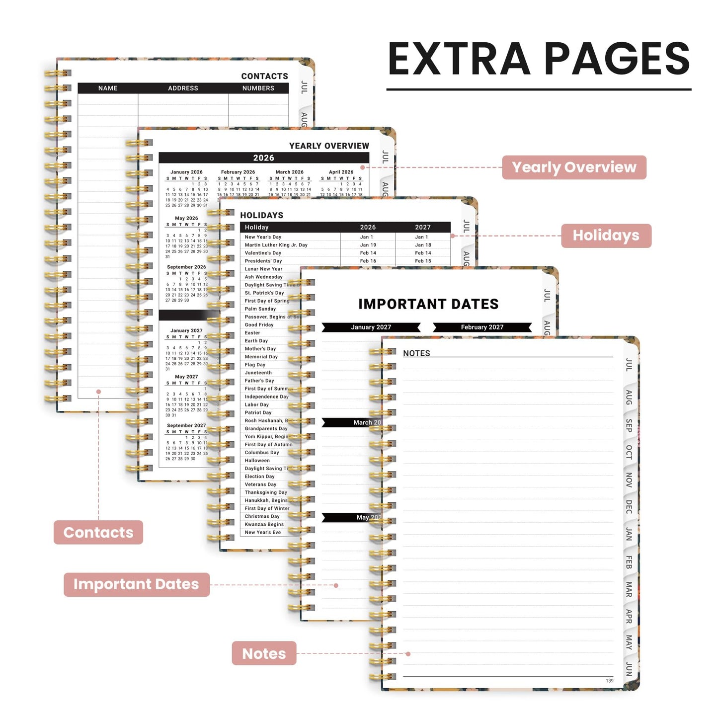 2027 Planner - Weekly and Monthly Planner, January 2027 to December 2027, Spiral Bound 2027 Calendar Planner Book, Inner Pocket, Perfect for Office Home School Supplies - A4 (8.5" x 11"), Garden