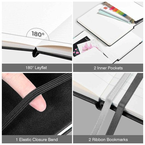 24 Pack Journal Notebooks for Work with 24 Pens, A5 Hardcover Notebook，Business Notebooks Bulk, College Ruled Notebook for Men, Leather Journal for Writing, 160 Pages, 100GSM Thick Paper (5.7" x 8.3")