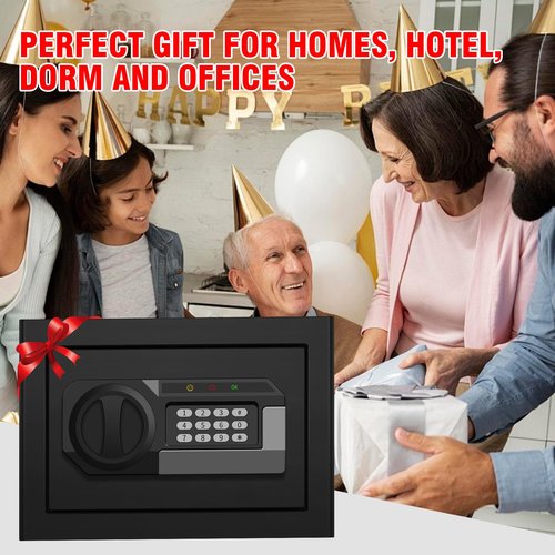 1.6 Cub Fire Proof Safe for Home Documents, Anti-Theft Digital Security Box with Electronic Keypad Lock and Spare Key, Small Safes for Home Use Fire and Water proof for Money Jewelry Valuables