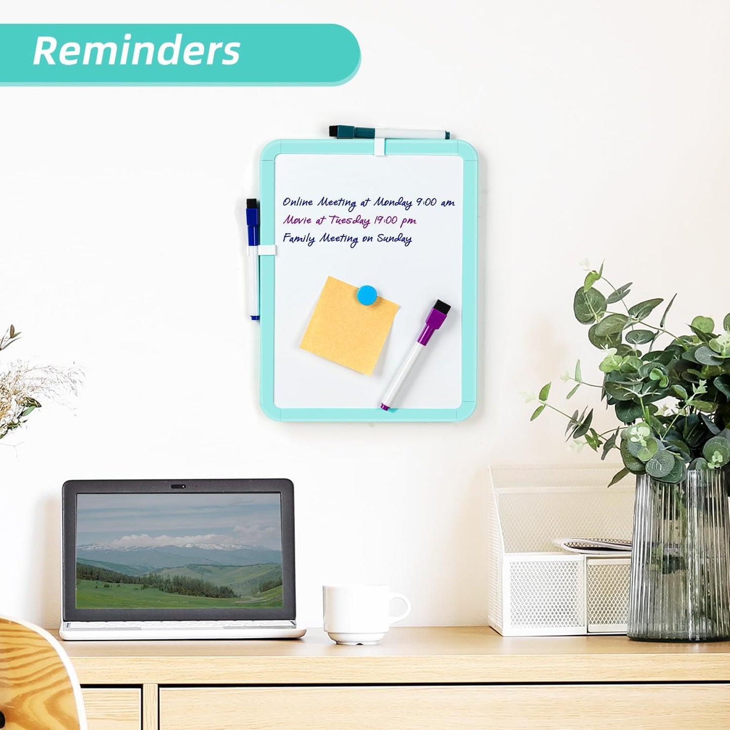 VUSIGN Mini Whiteboard - 8.5'' x 11'' Magnetic Dry Erase Board with Markers | Ideal for Students & Fridge Use