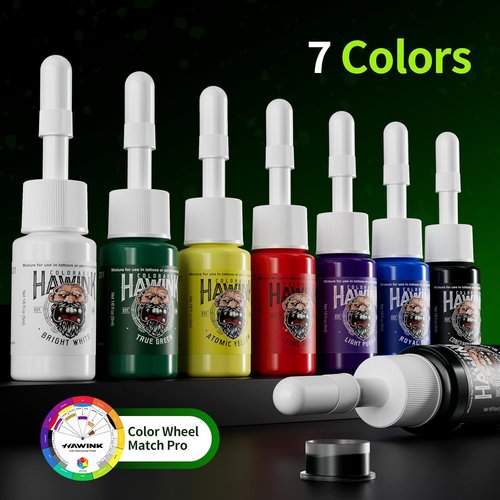 HAWINK Tattoo Gun Kit - LCD Power Supply, 3.7V Lithium Battery, 7 Inks & Stencil Gel | Complete Set
