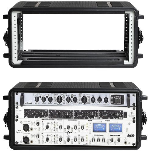 ROOMEDAL 4U Rack Case Shallow 12" Depth, 19" Rackmount Flight Cases, Durable HDPE Watertight Dust-Proof 4U Shock Mount Racks with Microphone Compartments