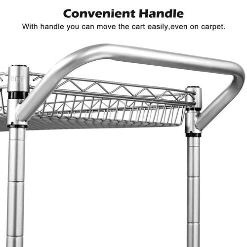 WDT Heavy Duty 2 Tier Rolling Cart, NSF Listed, 660Lbs Capacity, Commercial Grade Metal, 35.63"x18.1"x33.93"
