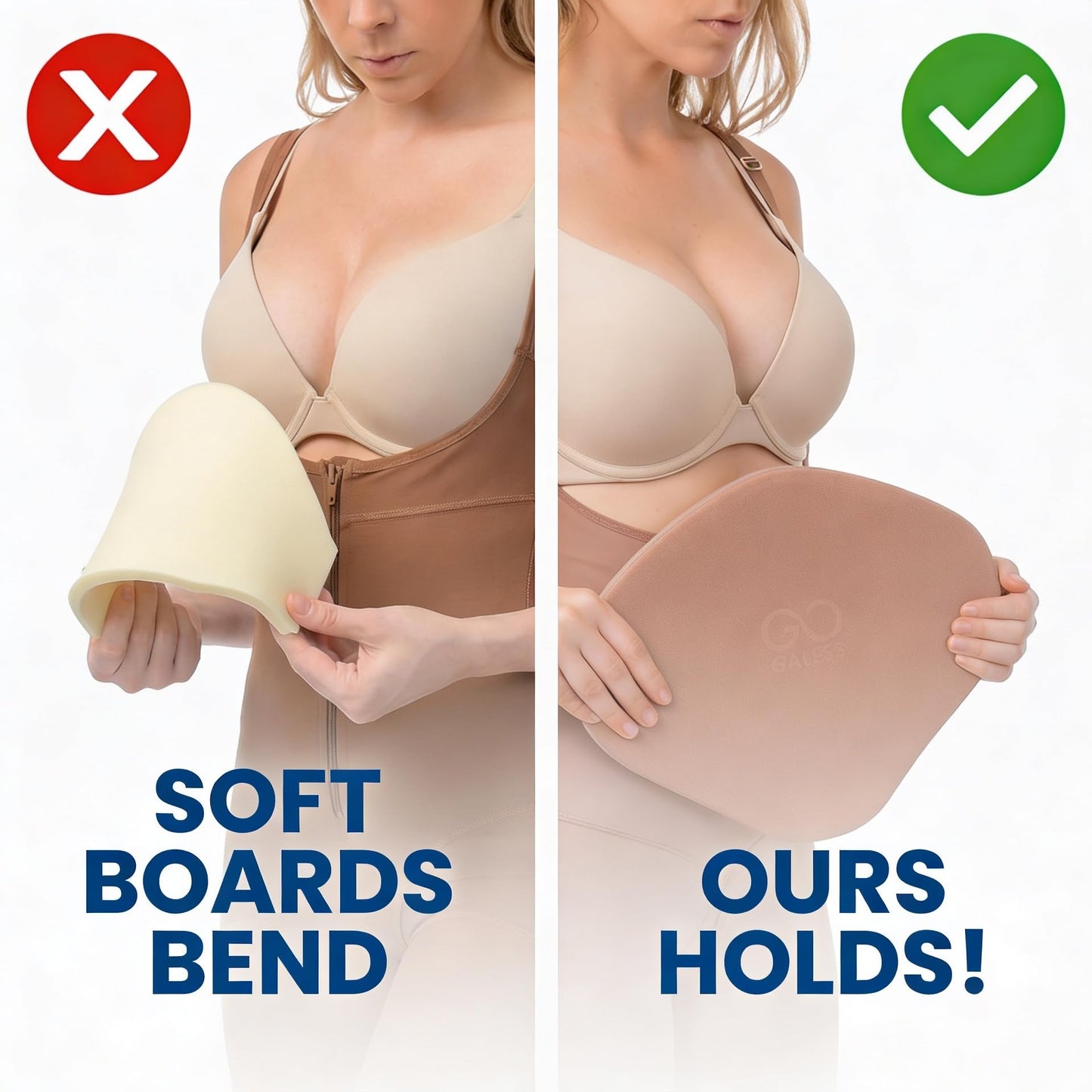 Fajas Galess Ab Board Post Surgery Tummy Tuck - Abdominal Lipo Board After Liposuction Compression Garment Diamond Style (8917) Brown