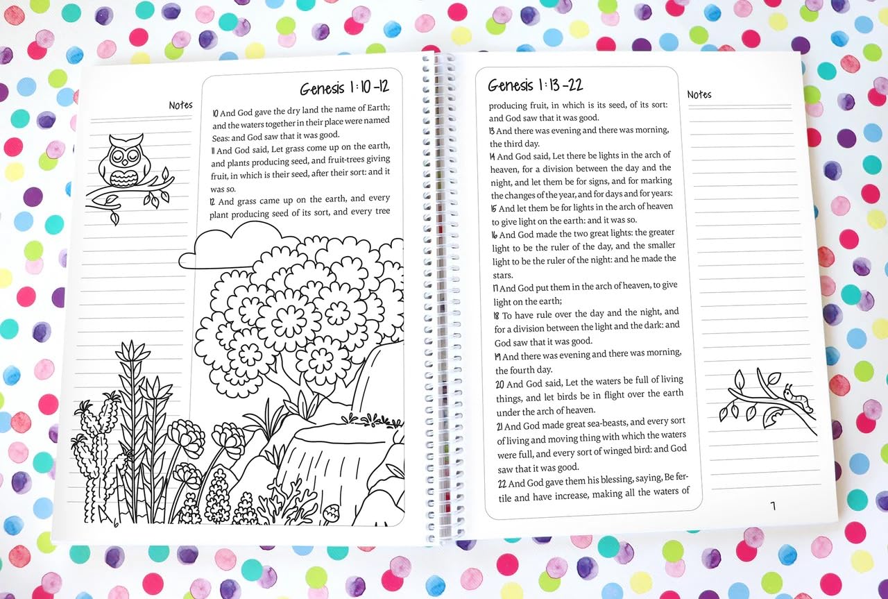 Spiral Bible™ for Kids In the Beginning, The Book of Genesis | Bible Companion for Children | Lay Flat Pages for Coloring, Drawing & Learning Scripture | 8.5" x 11" Notebook, 3.5in Margins