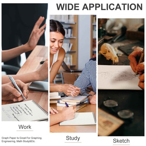 Engrowtic 48 Pack Graph Paper Spiral Notepad A5 Top Wirebound Notepad Grid Notebook Steno Pads Memo Notebook Grid Paper 140 Pages for Writing Sketching Drawing Office Supplies (Black)