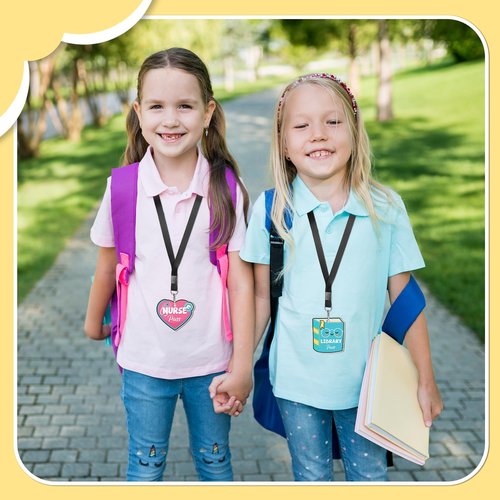 6 Set Hall Passes for Classrooms Wooden Hall Pass Lanyards Unbreakable School Passes for Hall Library Restroom Nurse Office School Classroom Supplies