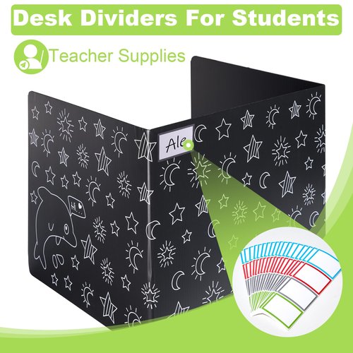 Alyclip 16 Pack Privacy Folders for Students - Durable & Waterproof Desk Dividers for Students,School Supplies for Teachers,Classroom Furniture,Easy to Clean Testing Dividers for Classroom,Dolphins