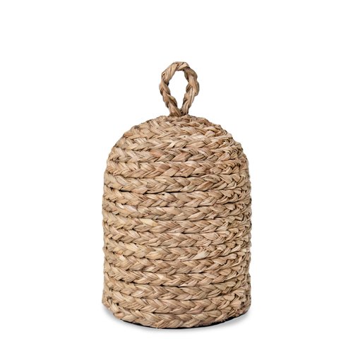 PEMAR Natural Wicker Door Stopper with Handle, Decorative Door Stop, Heavy Indoor Doorstop, Rustic Farmhouse Blocker Jammer 5.1''D x 7.5''H (Seagrass)