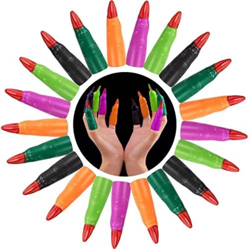 HFATMOS Finger Pointers for Kids - Multicolor Witch Finger Nail Covers for Reading & Cosplay | 24 Pcs