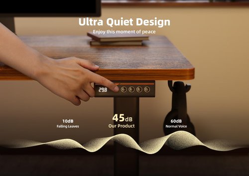 YDN Standing Desk, Electric Adjustable Height Stand up Desk, 63x24 Inches Sit Stand Home Office Desk with Splice Board, Rustic Brown Top