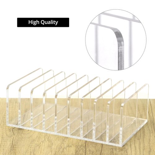 QWORK 9 Compartments Clear Desk Mail Organizer, Acrylic Office Document Sorter, Transparent Stepped Design, Non-Slip Base for Office, Home, School Desktop Organization