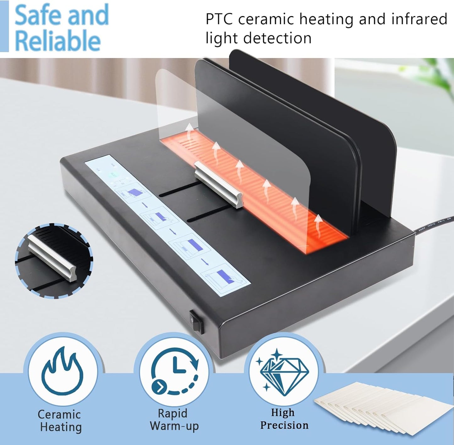 Thermal Binding Machine - 500 Sheets Capacity | A3/A4/A5 Document Heat Binder with 10 Covers - Black