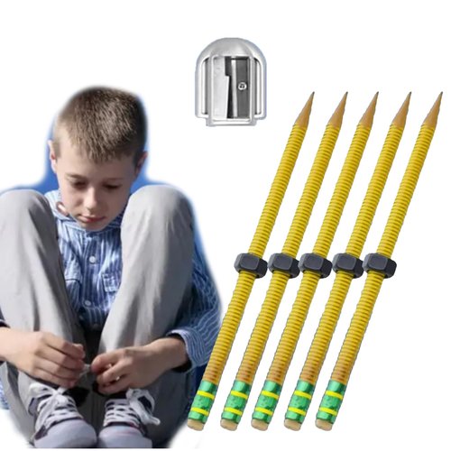 Adhd Pencil - Threaded Pencils for Adhd & Anxiety, Silent Sensory Tool for Stress Relief, Threaded Fidget Pencil Perfect for School Office Home, Essential Tools for the Classroom (5Pcs)
