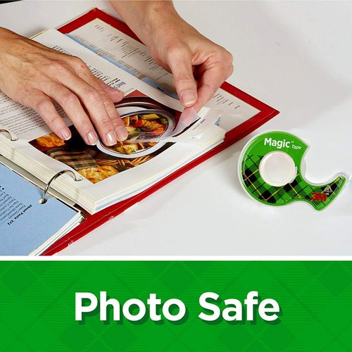 Magic Tape 6 Packs Clear Tape, Magic Tape with Dispensers, Invisible Tape ¾ x 300 Inches, and a 8 Inch All Purpose Scissors