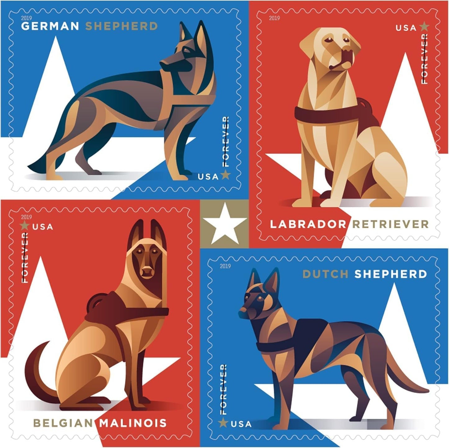 U.S. Postal Service Military Working Dogs Forever Stamps - Sheet of 20 | Scott 4508B