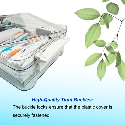 Krylox Clear Plastic File Storage Boxes with Lids - US Letter Size (8.5 x 11 in) Document Organizer Set for Office, School, Home, Stationery, Craft Paper, Photos & Scrapbooking