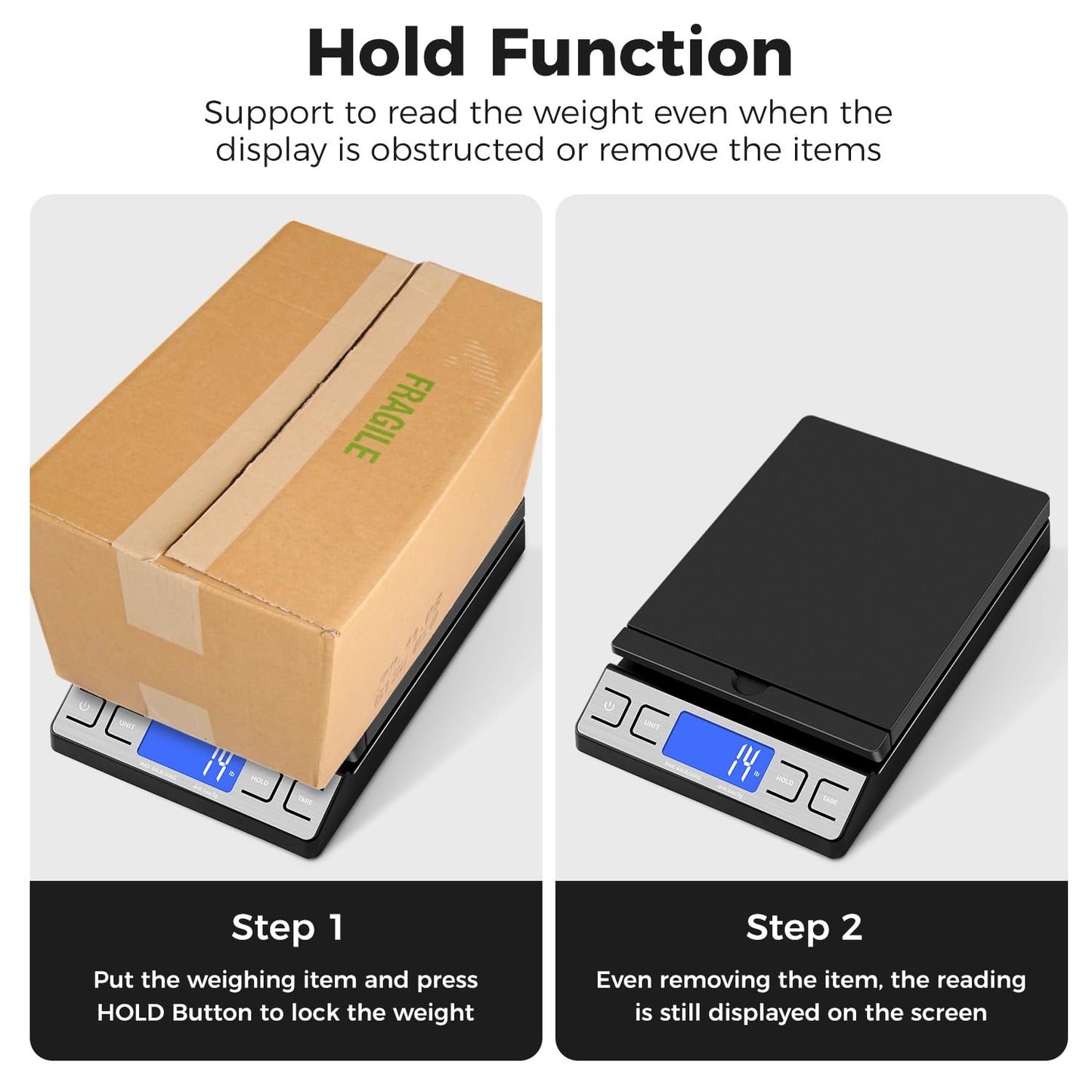 TIPRE Digital Shipping Postal Scale - 66lb Capacity with Envelope Holder & Tare Function | Black