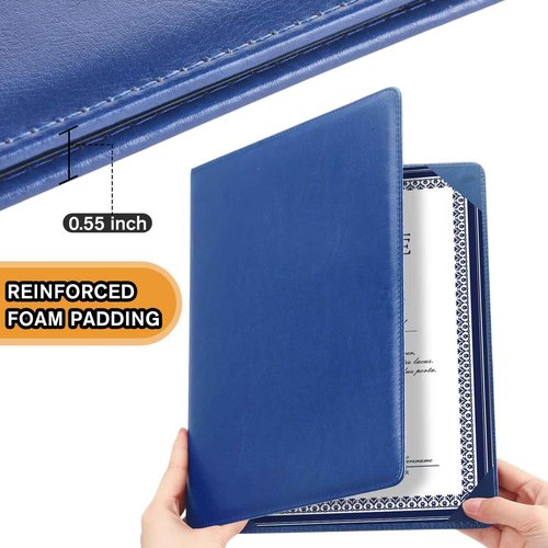 Tenare 10 Pcs Leather Certificate Holder 8.5 x 11 Inch PU Black Red Blue Purple Phd Bachelor Master Diploma Cover Professional Award Folder for Official Graduation Competition Contest Charity (Blue)
