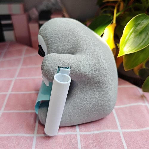 RhyNSky Gray Sloth Sticky Note Holder Pop-up Notes Dispenser with Pen Holder Cute for Desk Office School Accessories, 3x3 In, C38