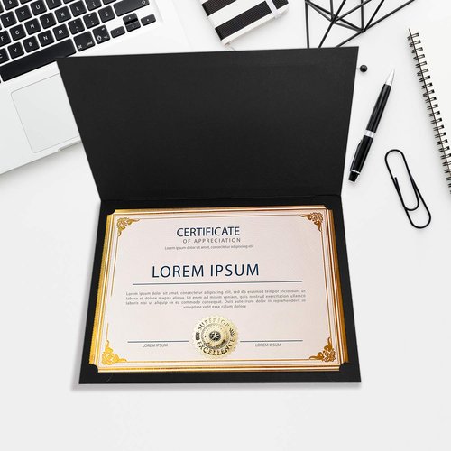 SUNEE 75pcs Certificate Kit, Includes 25pcs Black Certificate Holders & 25pcs Letter Size Certificate Papers & 25pcs Gold Foil Award Seals, for Diploma, Award, Accomplishment