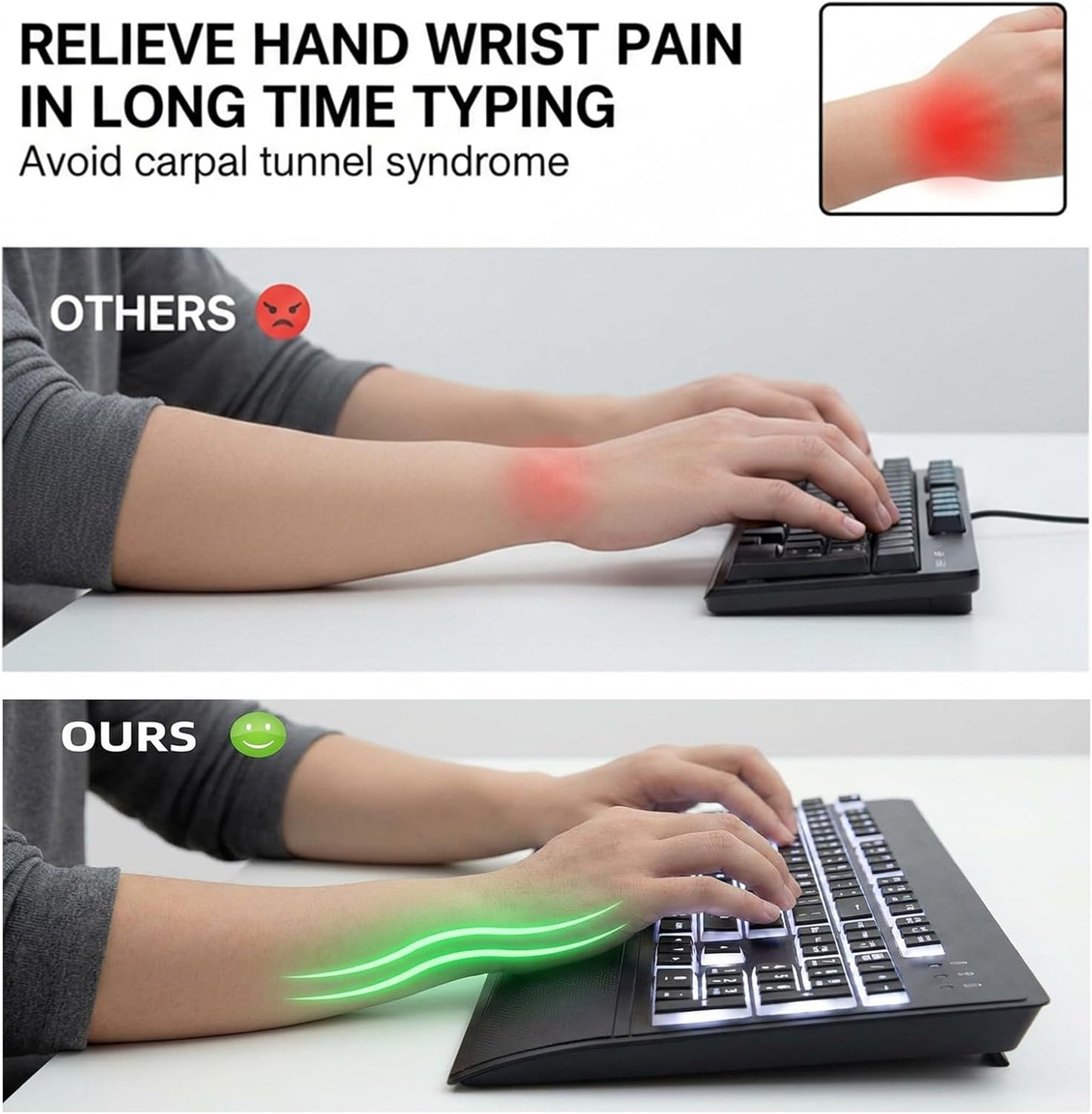 Skiennix Large Print Keyboard - High Contrast Black Keys with White Backlight | 104 Full Size for Low Vision