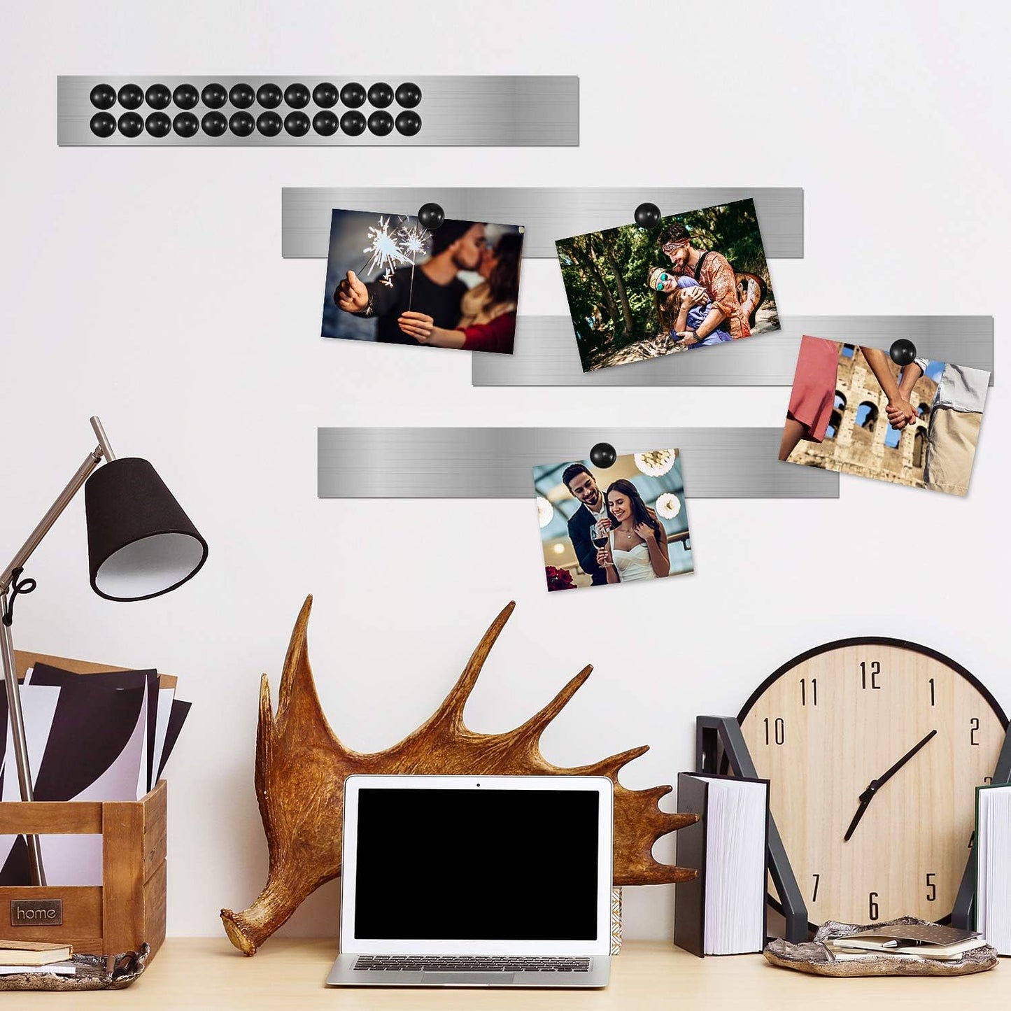 Zonon Magnetic Whiteboard Strips - 6 Pieces, 2 x 16 Inch, Adhesive Backing for Home & Office Use