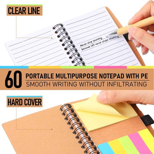 Chuangdi 60 Sets Christmas Employee Appreciation Gift Bulk Thanksgiving Inspirational Spiral Notebook with Sticky Note Motivational Pen for Women Staff Coworker Nurse Teacher Holiday (Kraft)