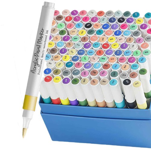 LMMINBZ 120 Colors Acrylic Paint Markers Brush Tip for Wood Rock Fabric Ceramic,Marker Art Pens for Christmas Halloween Birthday Party DIY Drawing Coloring Markers