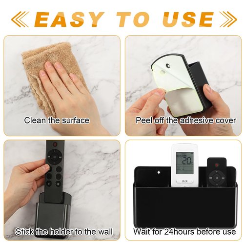CroBlissful 12 Pcs Remote Control Holders Wall Mount Self Adhesive Controller Holder Universal Wall TV Remote Phone Pen Holder Storage Accessories for Home Office School (Black)