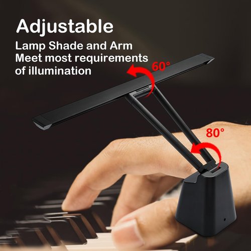 AETEE Professional LED Piano Lamps for Upright Piano - Piano Lights with Ambient Light, Memory Function, Eye-Care, 5 Levels Color Temperatures, 5 Levels Dimming, Steady Base, Black