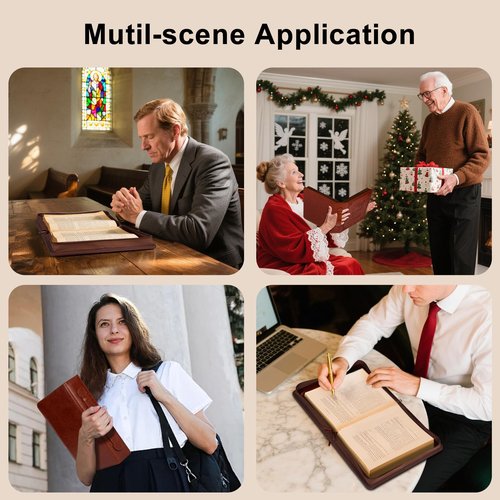 HelvioraX Bible Case for Men Woman, Mens Bible Covers for Women with Bookmark Large Bible Cover Case for Women Mother Lady with Handle Zippered Pocket Church Bible Book