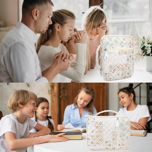 Bible Cover Case for Women Large Bible Cover Bag Bible Study Supplies Bible Journaling Kit Book Carrying Case with Bible Highlighters Christian Gifts for Women