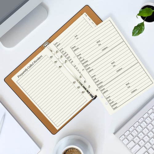 suituts Refillable Address Book with Alphabetical Tabs, 600 Entry Spaces Large Print Contact Address/Phone Books, PU Leather Hardcover A5 6 Ring Address Book Binder for Senior Home Office