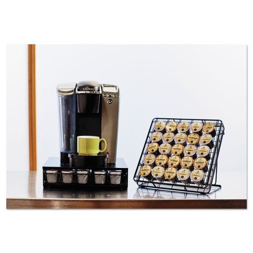 Safco Coffee and Sugar Organizer 3274BL Hospitality Tray, Home, Office, & Hotel, 1 Drawer, Black, 12"W x 11"D x 3 ¼"H