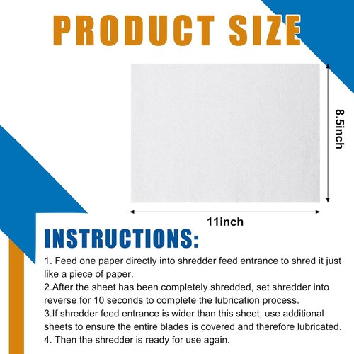 Paper Shredder Lubricant Sheets - 100 Pcs for Cross-Cut & Micro-Cut Shredders | 6 x 8.5 Inch