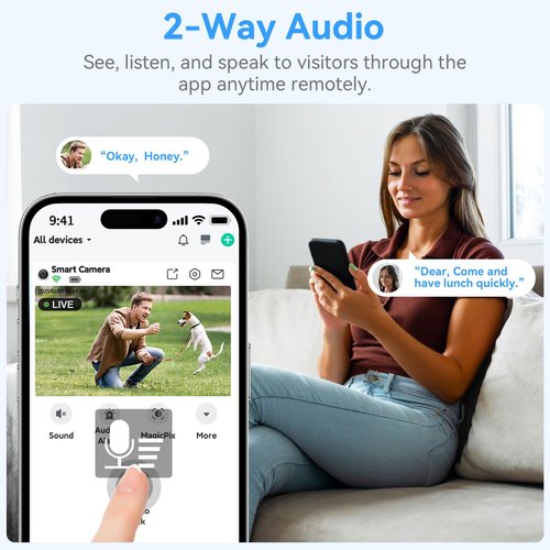 Thybro Magnetic Security Camera Wireless - 2K HD Video, AI Motion Detection, Battery Powered, Ease of Setup, 2-Way Audio,IR Color Night Vision, Waterproof, Outdoor & Indoor Surveillance