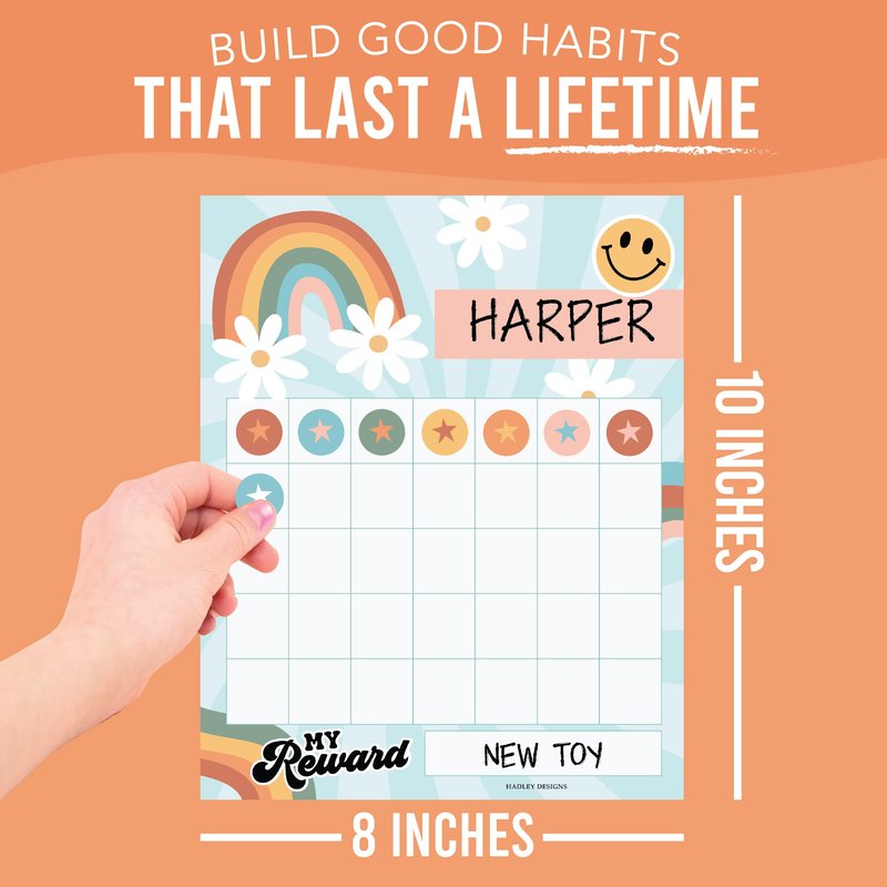 Star Sticker Chart for Kids Behavior -25 Toddler Sticker Reward Chart for Kids Incentives, Behavior Chart for Kids At Home & Classroom, Retro Incentive Chart for Classroom Must Haves