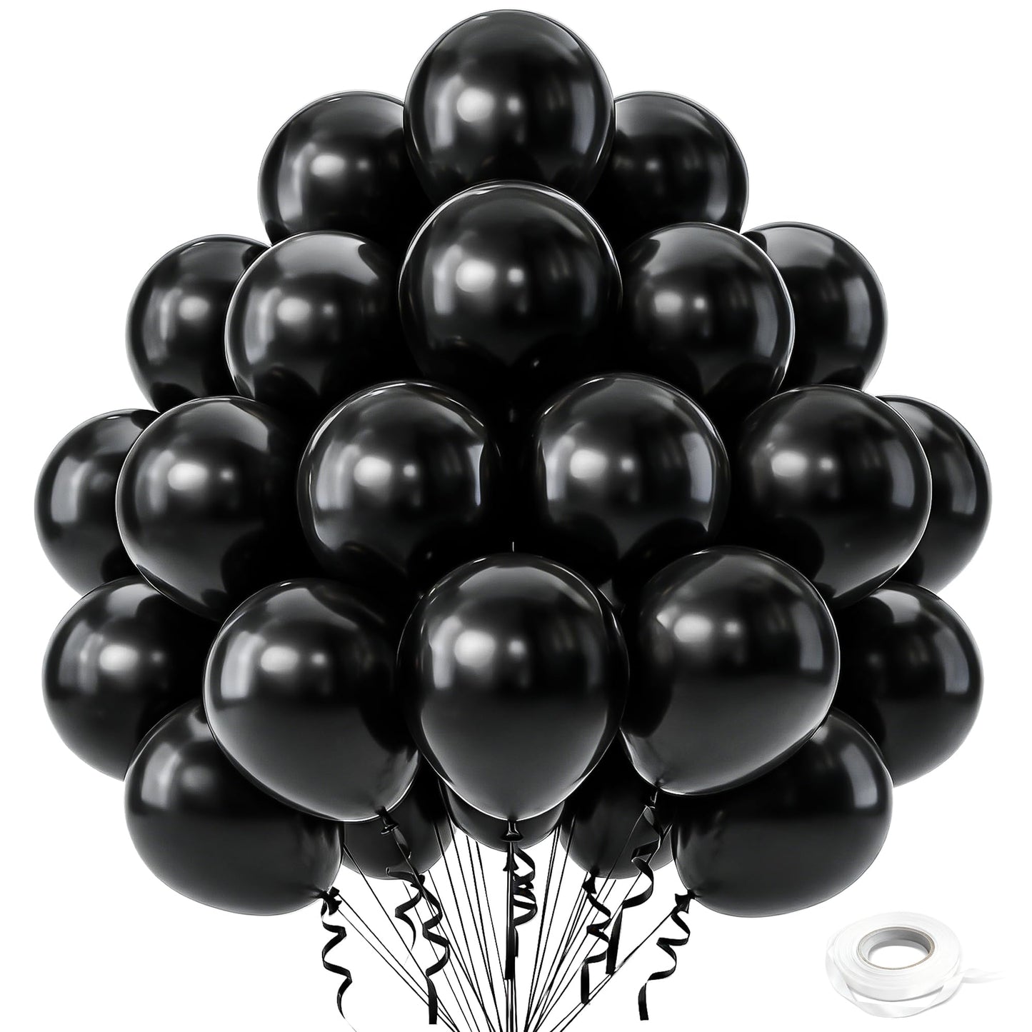 Golden Party Black Balloons, 50 PCS 12 inch Latex Party Balloons