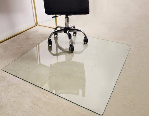 GLSLAND Office Chair Mat, 46" x 55" Premium Tempered Glass Computer Desk Mats Hard Protect Floor, Easy Glide Swivel Chairs Used on Carpet in Home and Office Rectangle Heavy Duty