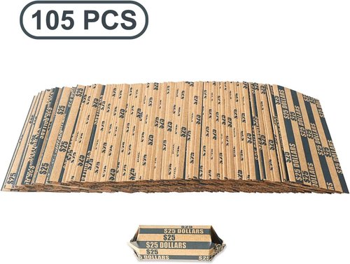 L LIKED 105 Pcs Black Striped Flat Coin Wrappers - Perfect for Dollar Rolls (105 Pcs)