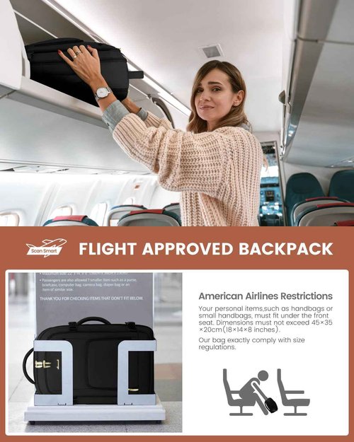 LOVEVOOK Carry on Backpack, 50L Large Travel Backpack For Airplanes, TSA Personal Item Travel Bag, Waterproof Daypack Fits 18 Inch Laptop, Business Weekender Overnight With 3 Packing Cubes, Black