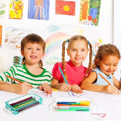 Nicunom 8 Pack Plastic Pencil Boxs, Large Capacity Pencil Case Boxes, Kids Pencil Case, Crayon Box with Snap-tight Lid, Art Craft Supply Organizer Office Supply Storage Box for School Classroom