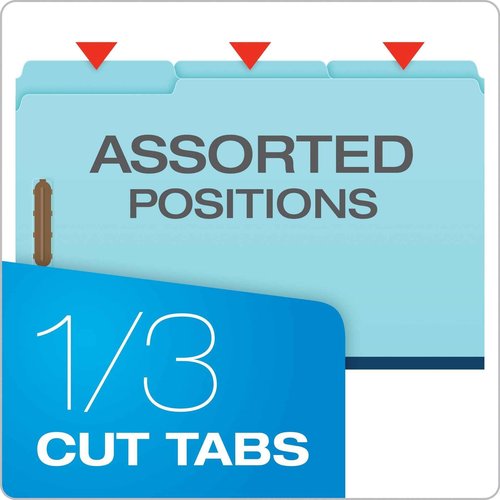Pendaflex FP313 Pressboard Folders, 2 Fasteners, 1" Expansion, 1/3 Tab, Legal, Blue (Box of 25)