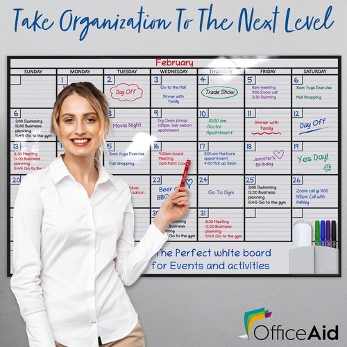 Large Dry Erase Calendar for Wall, 36x48, Large Wall Calendar Dry Erase, Big White Board for Office, Home & School, Giant Erasable Whiteboard, Jumbo Monthly Undated Reusable White Board Planner