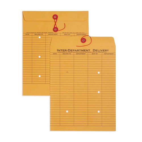 Blue Summit Supplies Interdepartment Envelopes with String Tie 10 x 13 Inches, Brown Kraft Interoffice Envelopes with string 10x13 – Reuseable,100 Count